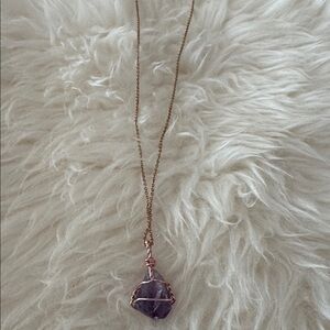 Purple Stone Pendant Necklace rose gold